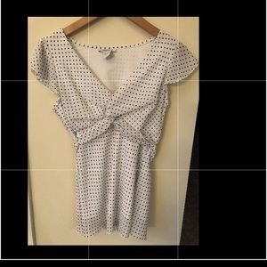 Dress Barn White with black polka dot shirt